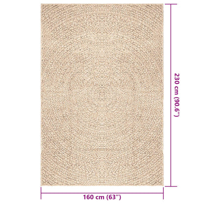 vidaXL Teppich ZIZUR Beige 160x230 cm Jute-Optik Indoor und Outdoor