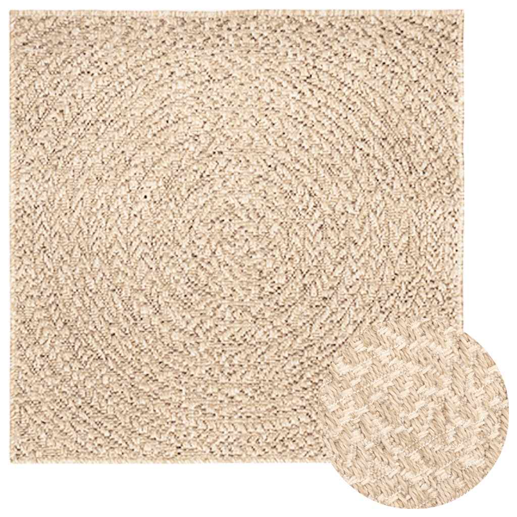 vidaXL Teppich ZIZUR Beige 200x200 cm Jute-Optik Indoor und Outdoor