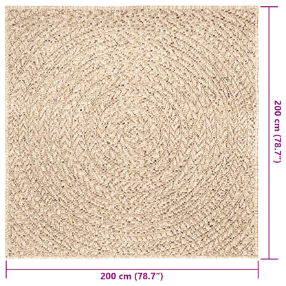 vidaXL Teppich ZIZUR Beige 200x200 cm Jute-Optik Indoor und Outdoor