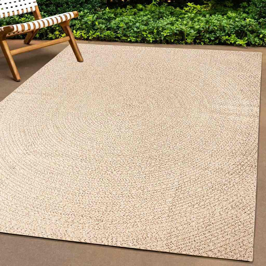 vidaXL Teppich ZIZUR Beige 240x240 cm Jute-Optik Indoor und Outdoor