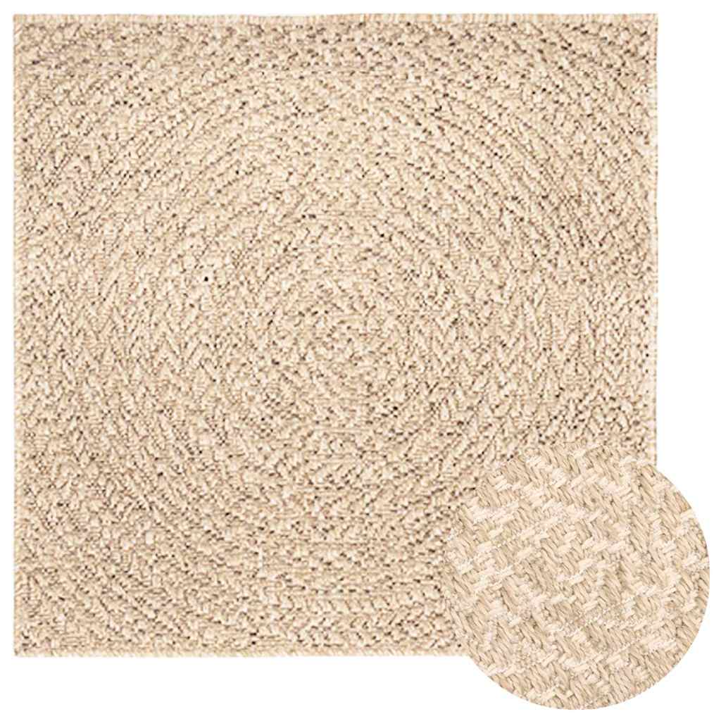 vidaXL Teppich ZIZUR Beige 240x240 cm Jute-Optik Indoor und Outdoor