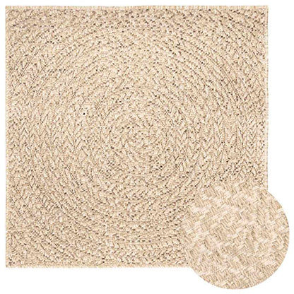 vidaXL Teppich ZIZUR Beige 240x240 cm Jute-Optik Indoor und Outdoor