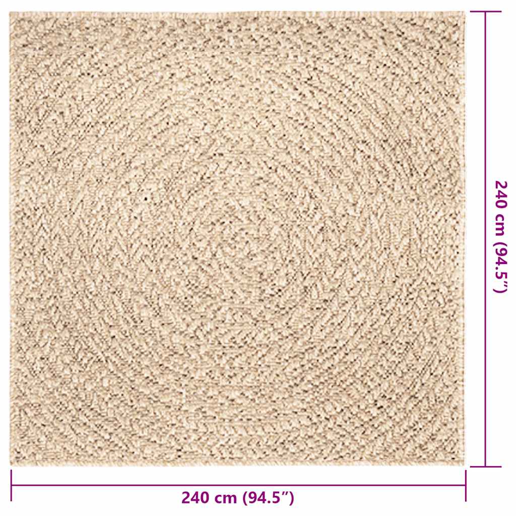 vidaXL Teppich ZIZUR Beige 240x240 cm Jute-Optik Indoor und Outdoor