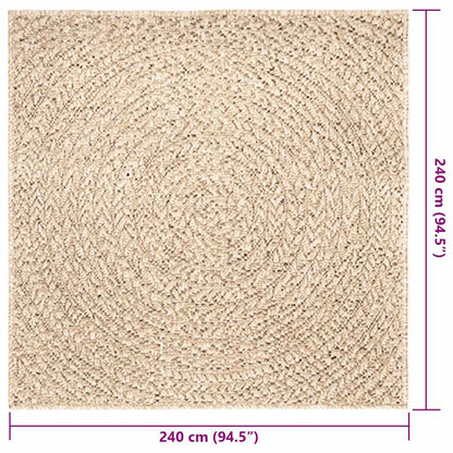 vidaXL Teppich ZIZUR Beige 240x240 cm Jute-Optik Indoor und Outdoor