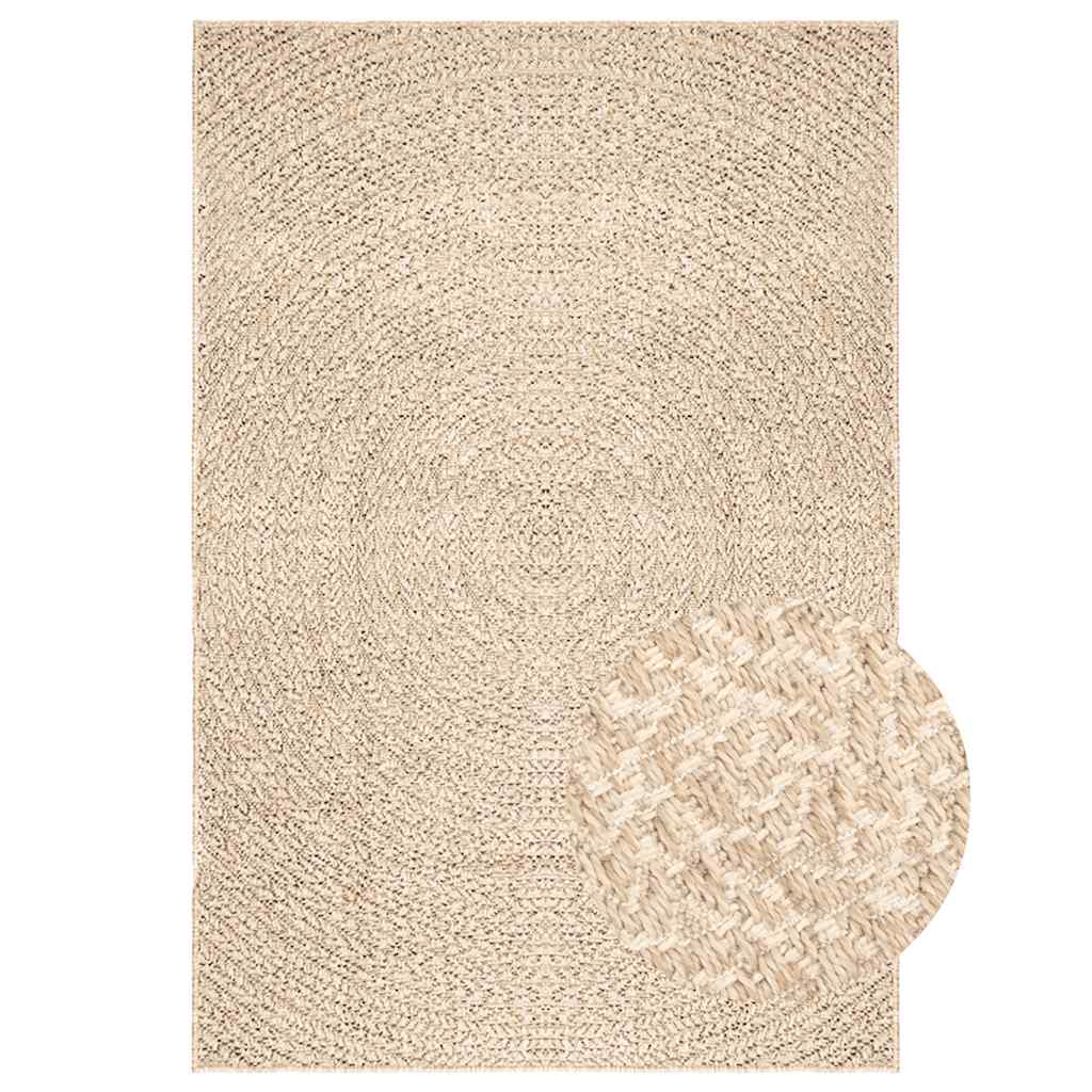 vidaXL Teppich ZIZUR Beige 240x340 cm Jute-Optik Indoor und Outdoor