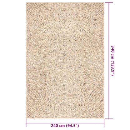 vidaXL Teppich ZIZUR Beige 240x340 cm Jute-Optik Indoor und Outdoor