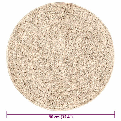 vidaXL Teppich ZIZUR Beige Ø 90 cm Jute-Optik Indoor und Outdoor