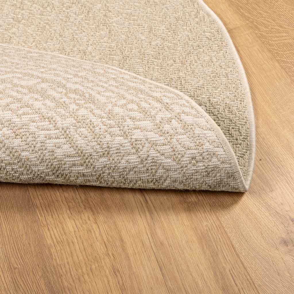 vidaXL Teppich ZIZUR Beige Ø 120 cm Jute-Optik Indoor und Outdoor