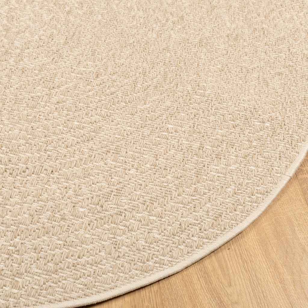 vidaXL Teppich ZIZUR Beige Ø 120 cm Jute-Optik Indoor und Outdoor