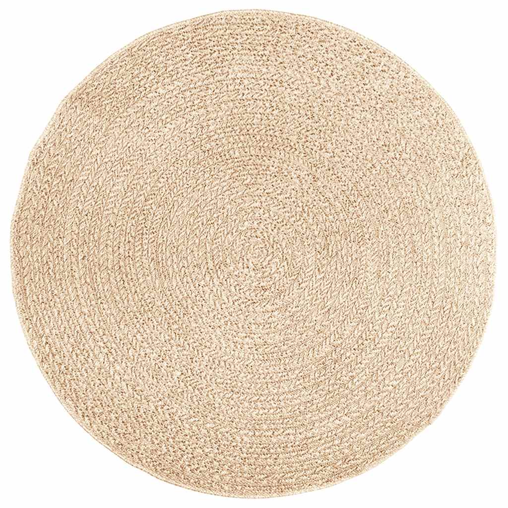 vidaXL Teppich ZIZUR Beige Ø 160 cm Jute-Optik Indoor und Outdoor