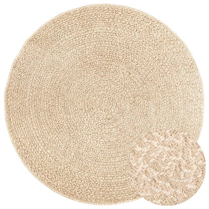 vidaXL Teppich ZIZUR Beige Ø 160 cm Jute-Optik Indoor und Outdoor