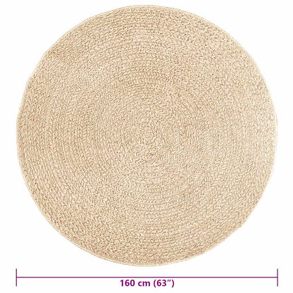 vidaXL Teppich ZIZUR Beige Ø 160 cm Jute-Optik Indoor und Outdoor