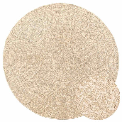 vidaXL Teppich ZIZUR Beige Ø 200 cm Jute-Optik Indoor und Outdoor