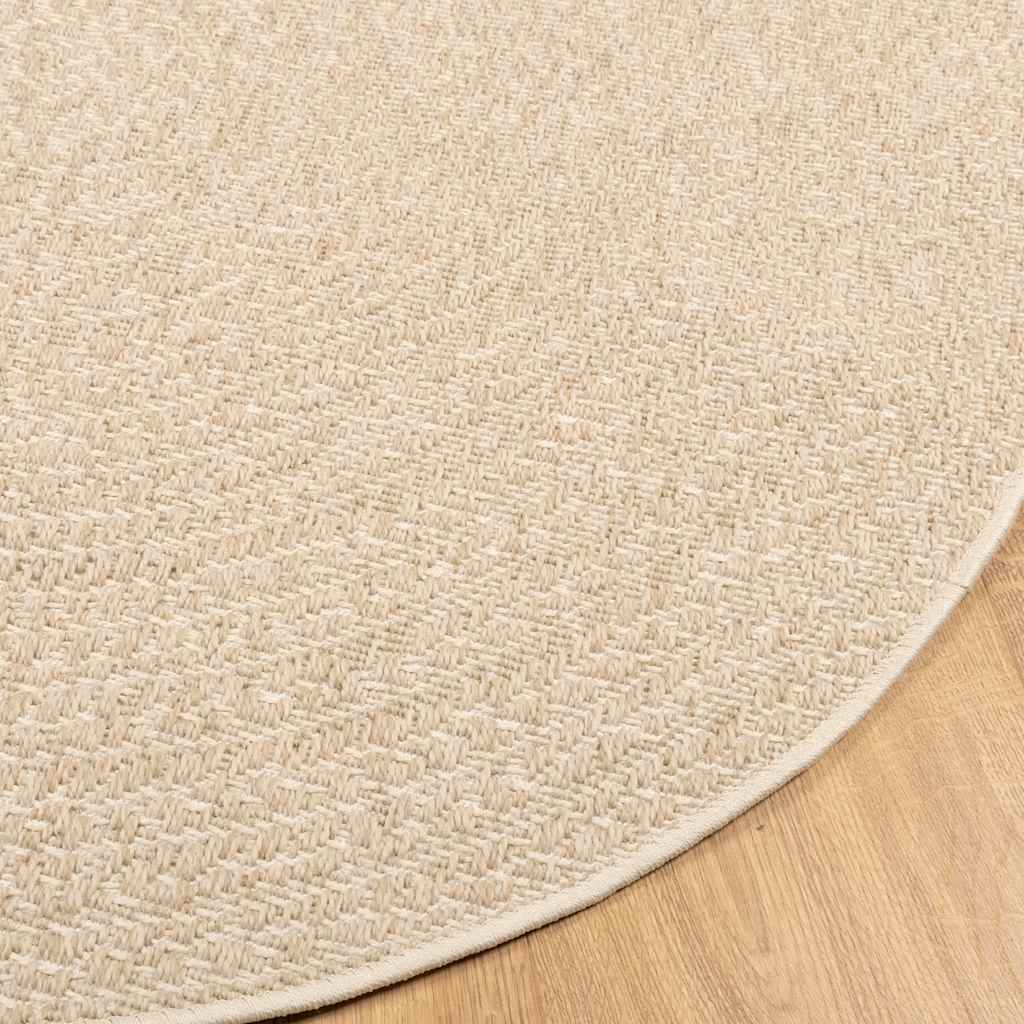 vidaXL Teppich ZIZUR Beige Ø 200 cm Jute-Optik Indoor und Outdoor