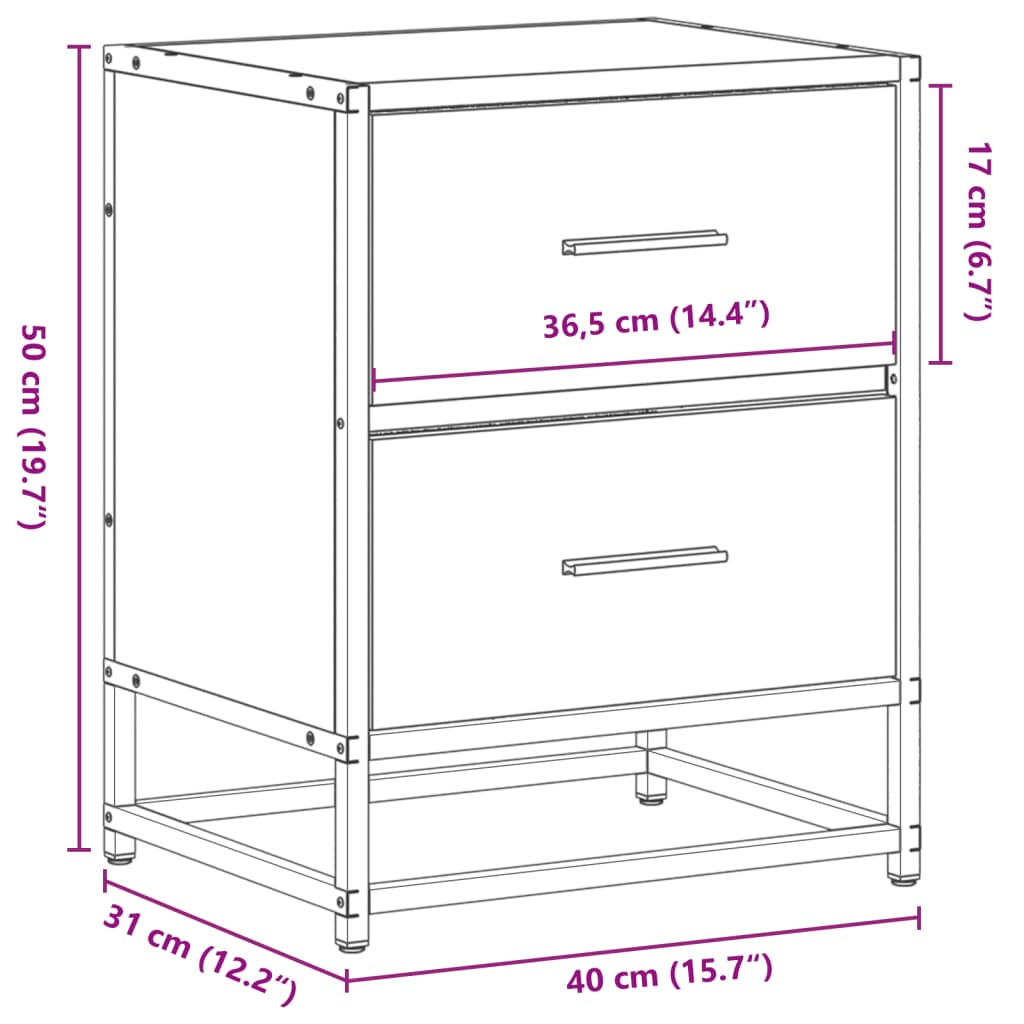 vidaXL Tables de chevet 2 pcs Chêne fumé 40x31x50 cm Bois d'ingénierie