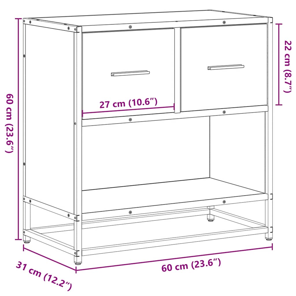 vidaXL Nachttisch Sonoma-Eiche 60x31x60 cm Holzwerkstoff und Metall