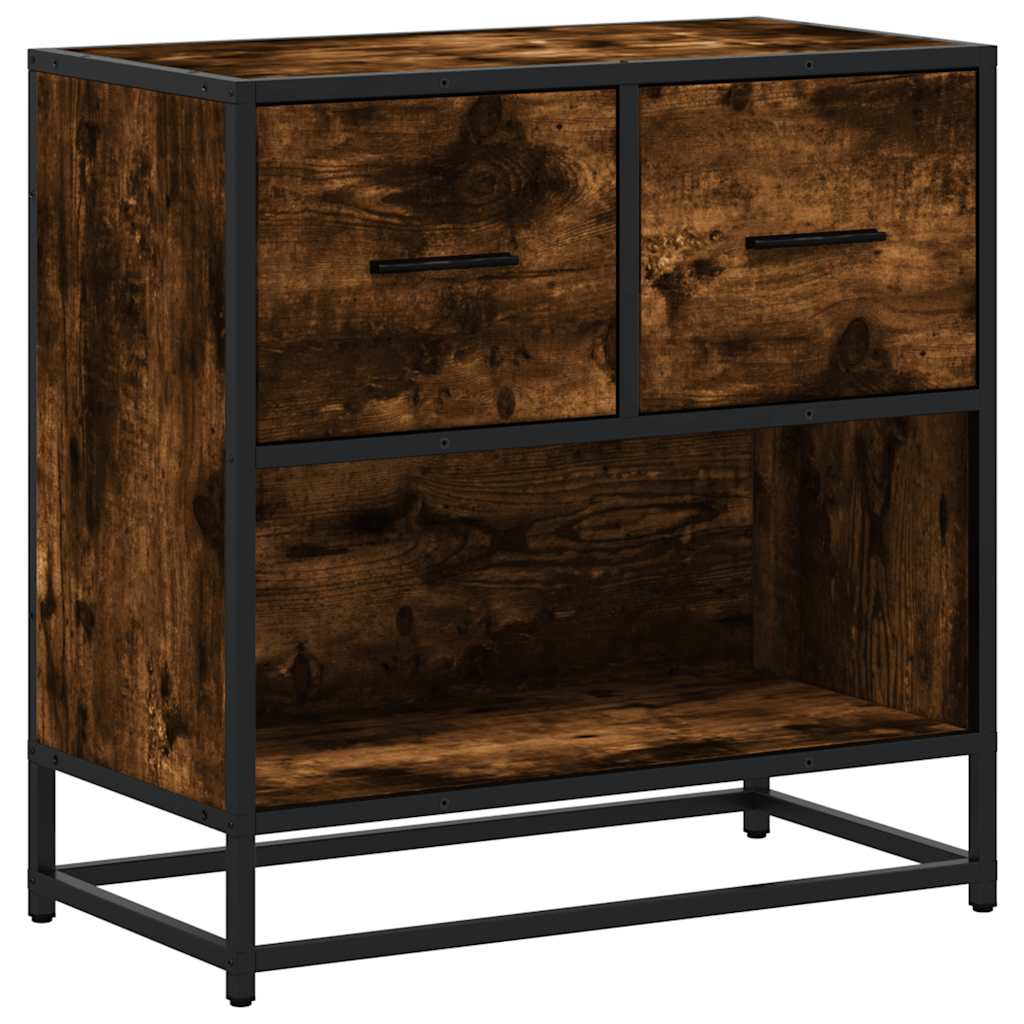 vidaXL Nachttisch Räuchereiche 60x31x60 cm Holzwerkstoff und Metall