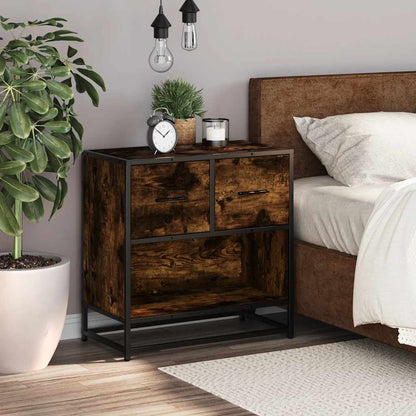 vidaXL Nachttisch Räuchereiche 60x31x60 cm Holzwerkstoff und Metall