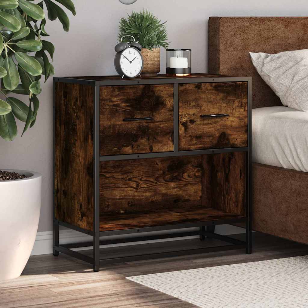 vidaXL Nachttisch Räuchereiche 60x31x60 cm Holzwerkstoff und Metall
