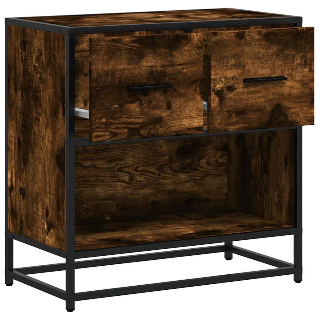 vidaXL Nachttisch Räuchereiche 60x31x60 cm Holzwerkstoff und Metall