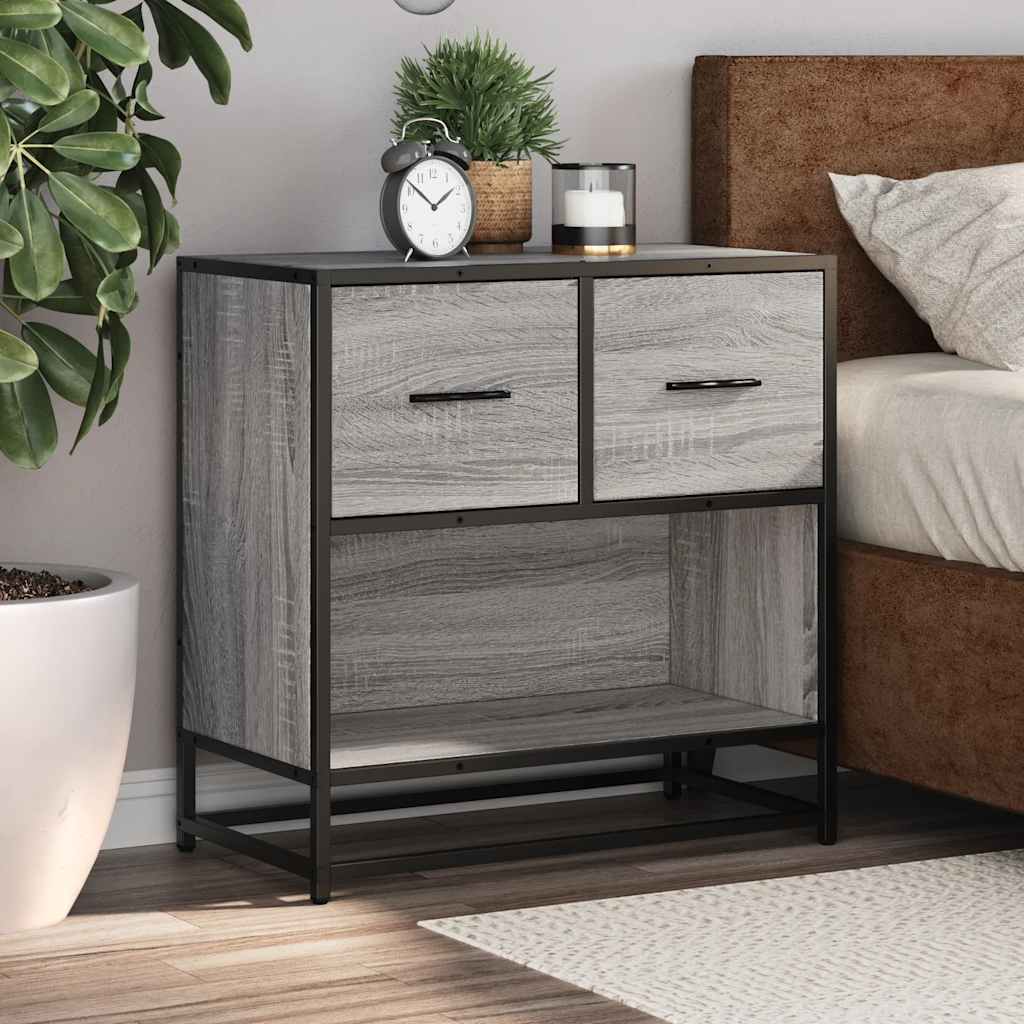 vidaXL Nachttisch Grau Sonoma 60x31x60 cm Holzwerkstoff und Metall