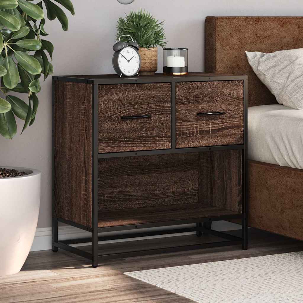 vidaXL Nachttisch Braun Eichen-Optik 60x31x60 cm Holzwerkstoff Metall