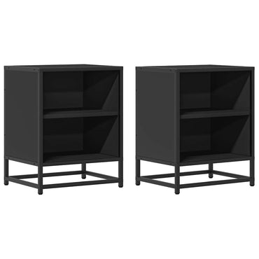 vidaXL Nachttische 2 Stk. Schwarz 40x31x50 cm Holzwerkstoff und Metall