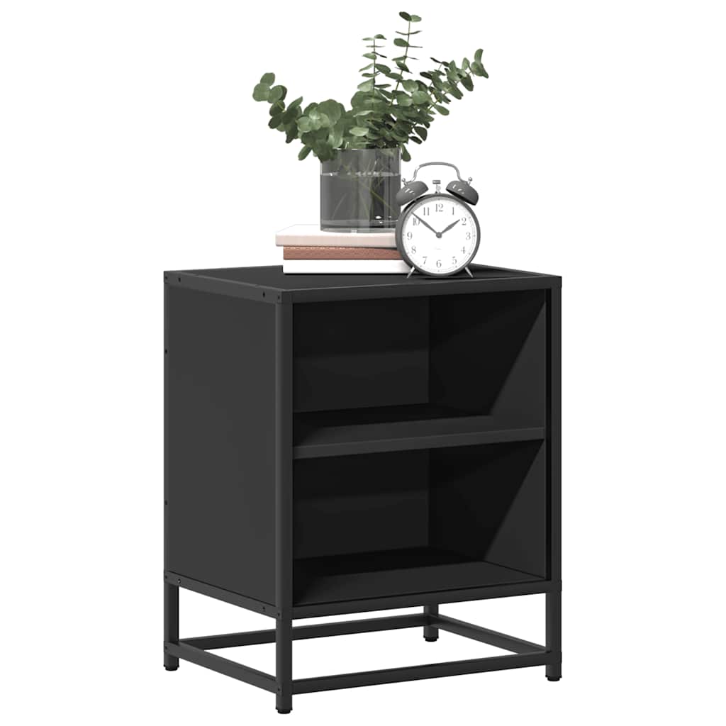 vidaXL Nachttische 2 Stk. Schwarz 40x31x50 cm Holzwerkstoff und Metall