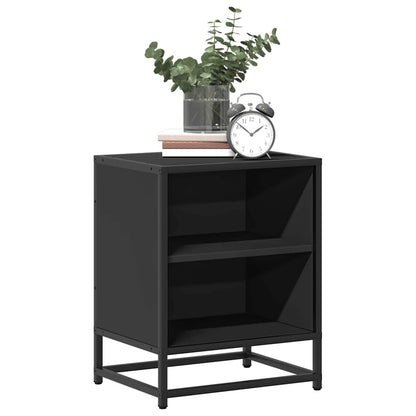 vidaXL Nachttische 2 Stk. Schwarz 40x31x50 cm Holzwerkstoff und Metall