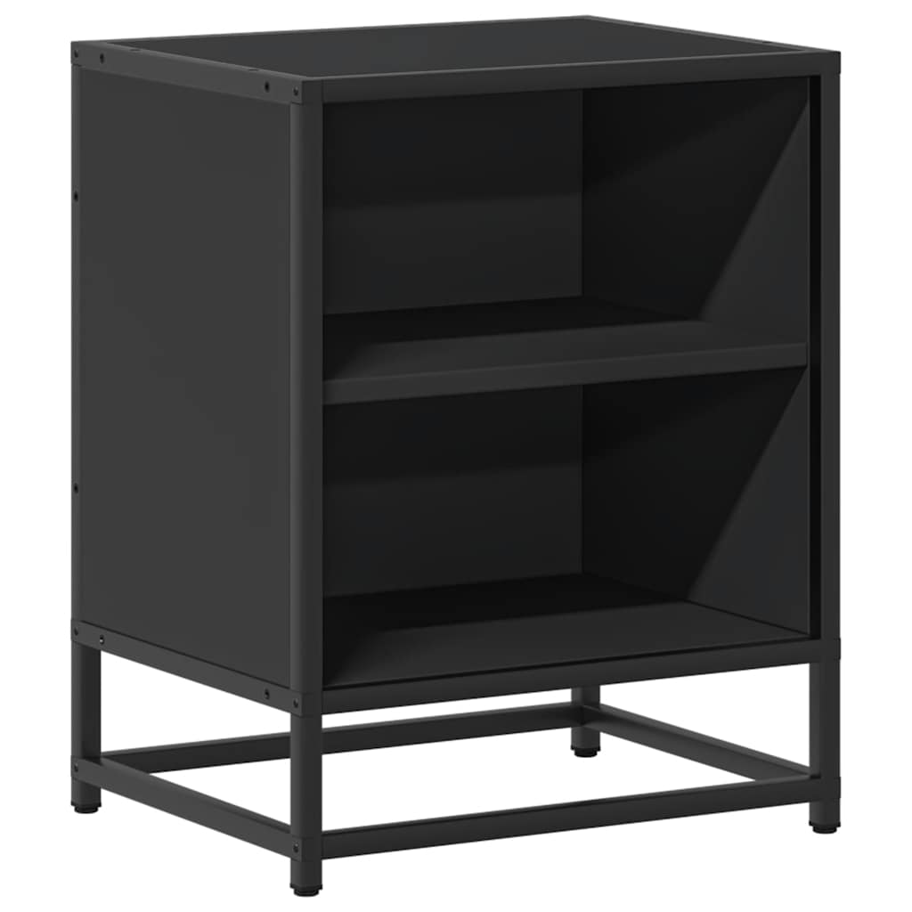 vidaXL Nachttische 2 Stk. Schwarz 40x31x50 cm Holzwerkstoff und Metall