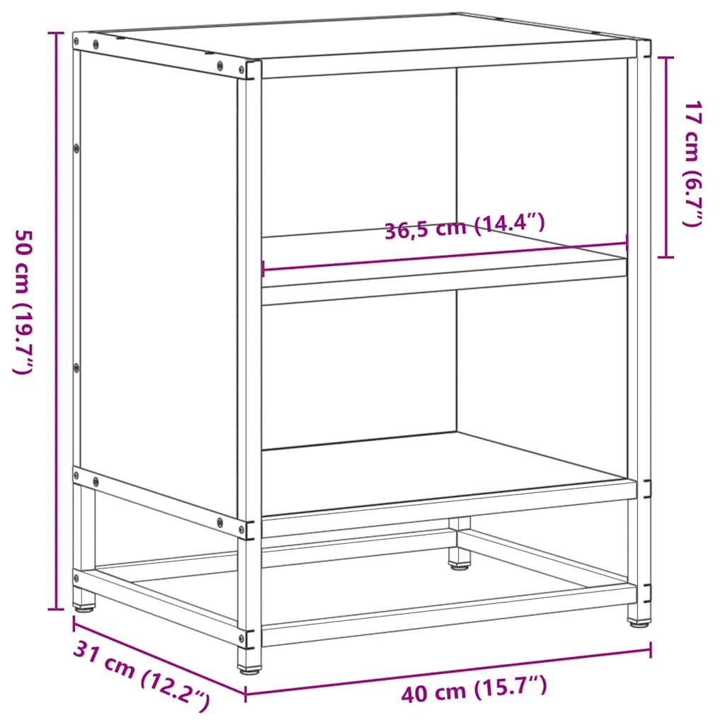 vidaXL Nachttische 2 Stk. Sonoma-Eiche 40x31x50cm Holzwerkstoff Metall