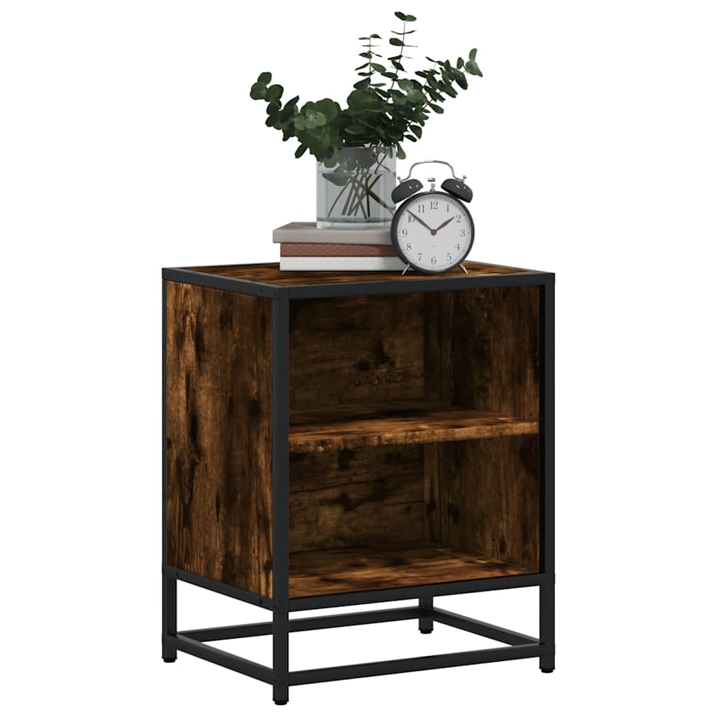 vidaXL Nachttisch Räuchereiche 40x31x50 cm Holzwerkstoff und Metall