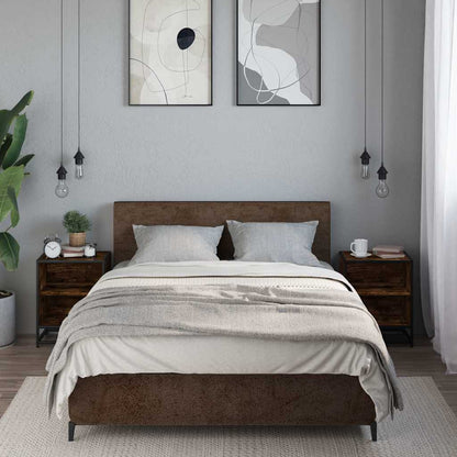 vidaXL Nachttische 2 Stk. Räuchereiche 40x31x50cm Holzwerkstoff Metall