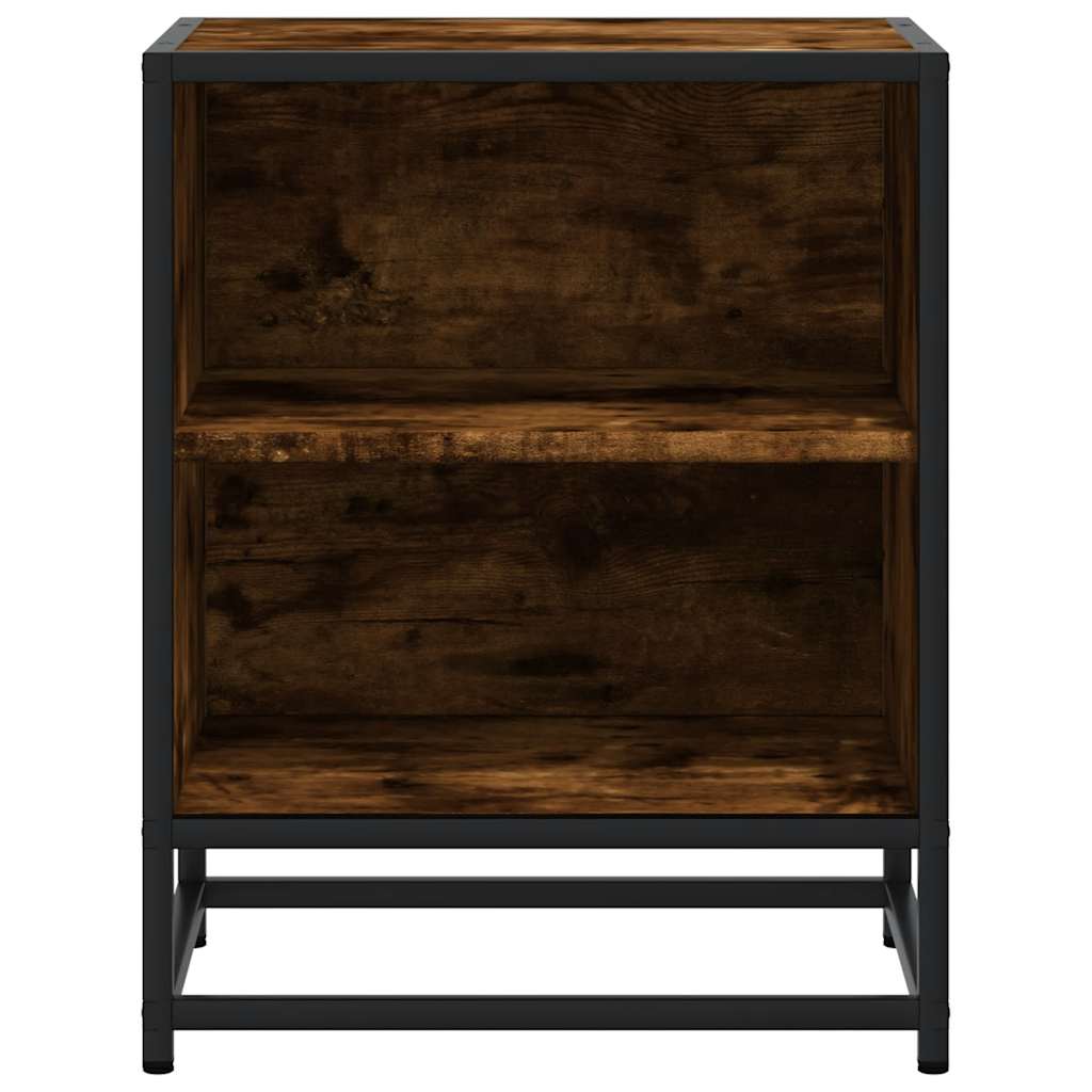 vidaXL Nachttische 2 Stk. Räuchereiche 40x31x50cm Holzwerkstoff Metall