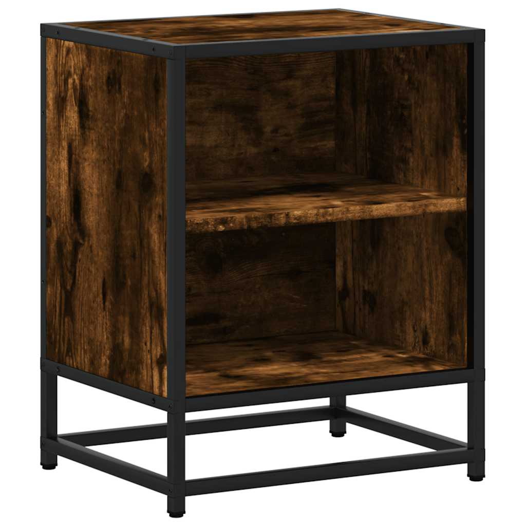 vidaXL Nachttische 2 Stk. Räuchereiche 40x31x50cm Holzwerkstoff Metall