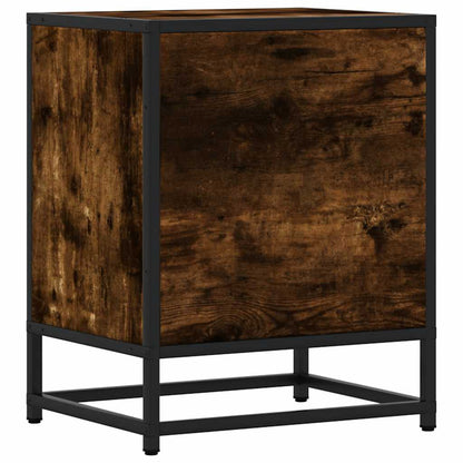 vidaXL Nachttische 2 Stk. Räuchereiche 40x31x50cm Holzwerkstoff Metall