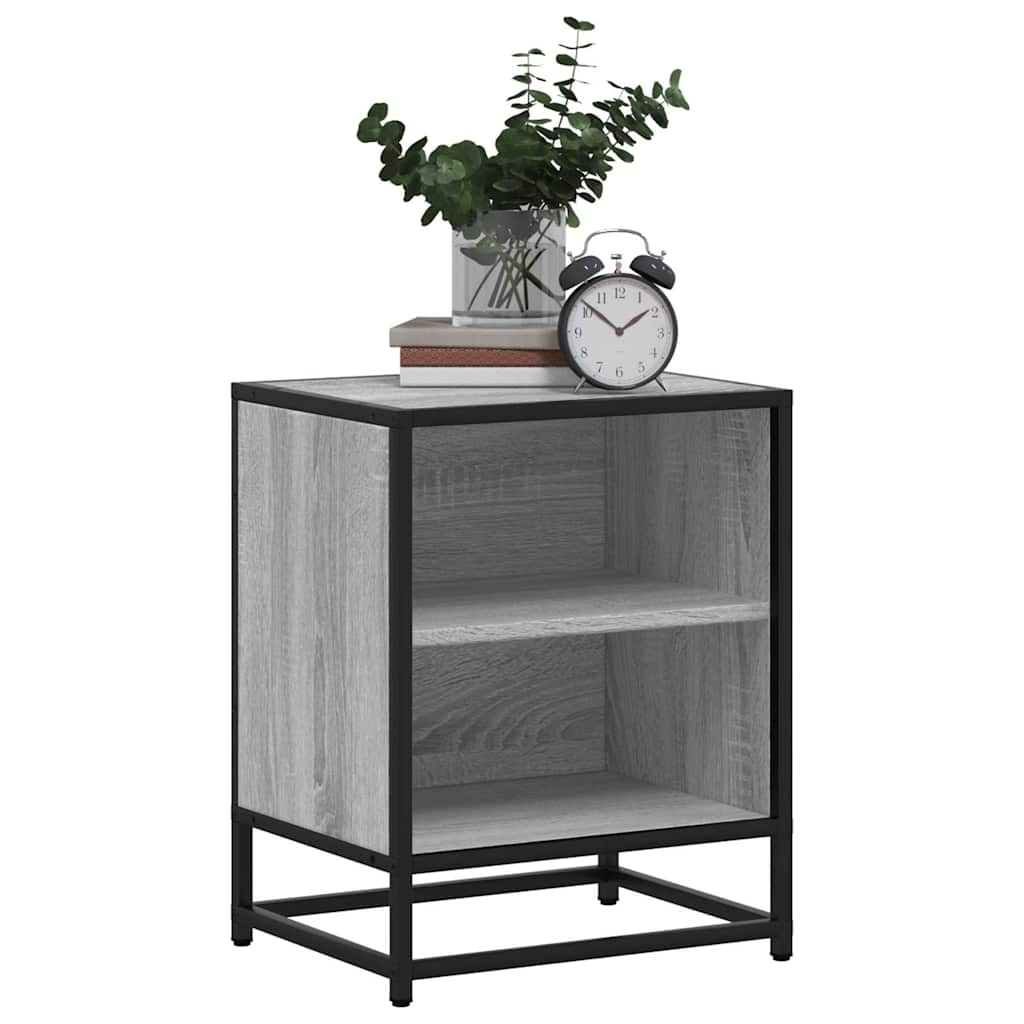 vidaXL Nachttisch Grau Sonoma 40x31x50 cm Holzwerkstoff und Metall