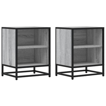 vidaXL Nachttische 2 Stk. Grau Sonoma 40x31x50 cm Holzwerkstoff Metall