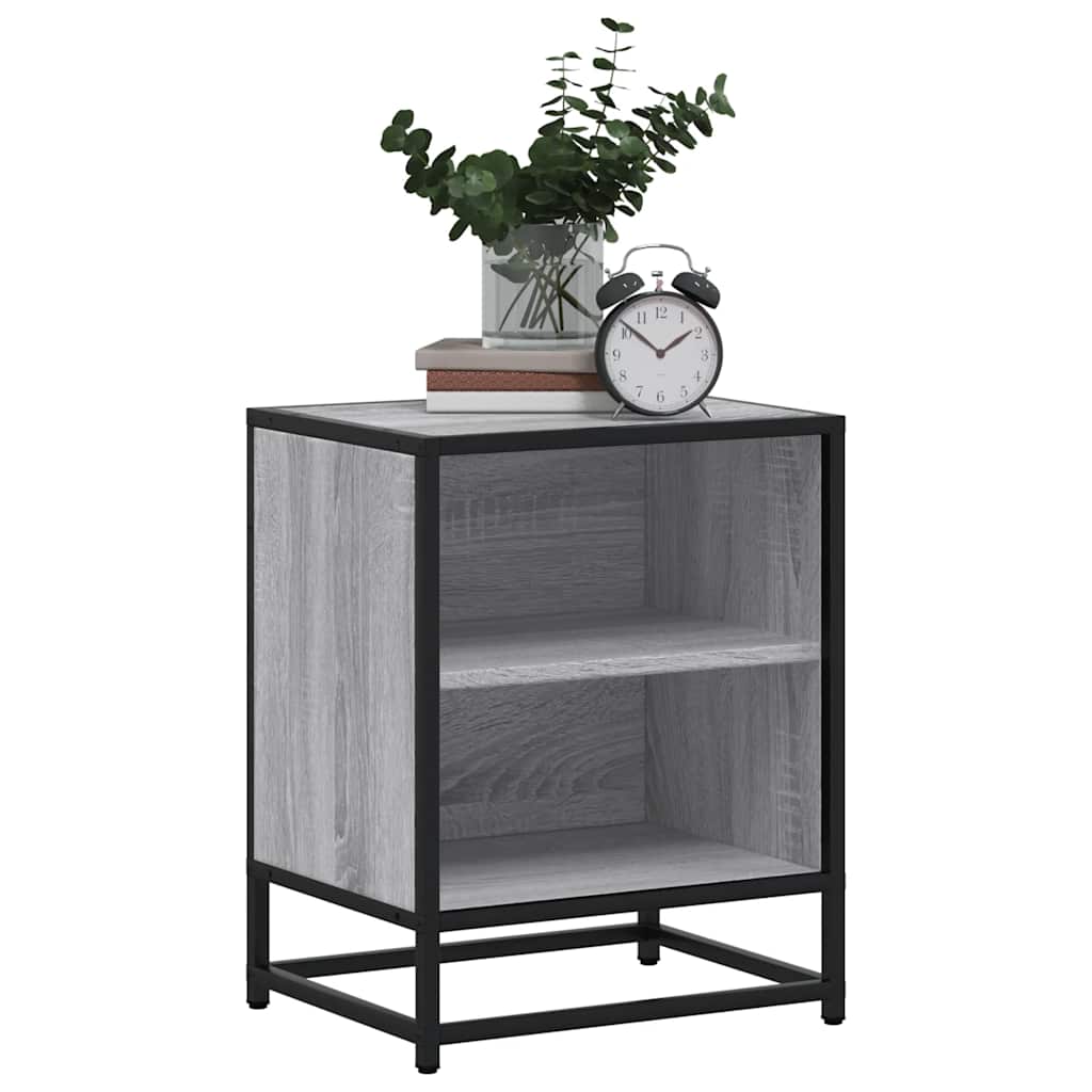 vidaXL Nachttische 2 Stk. Grau Sonoma 40x31x50 cm Holzwerkstoff Metall