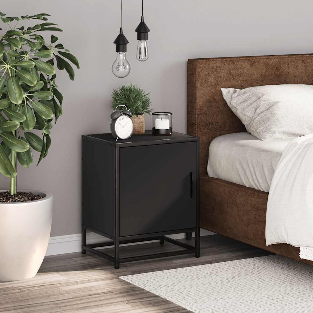 vidaXL Nachttisch Schwarz 40x31x50 cm Holzwerkstoff und Metall