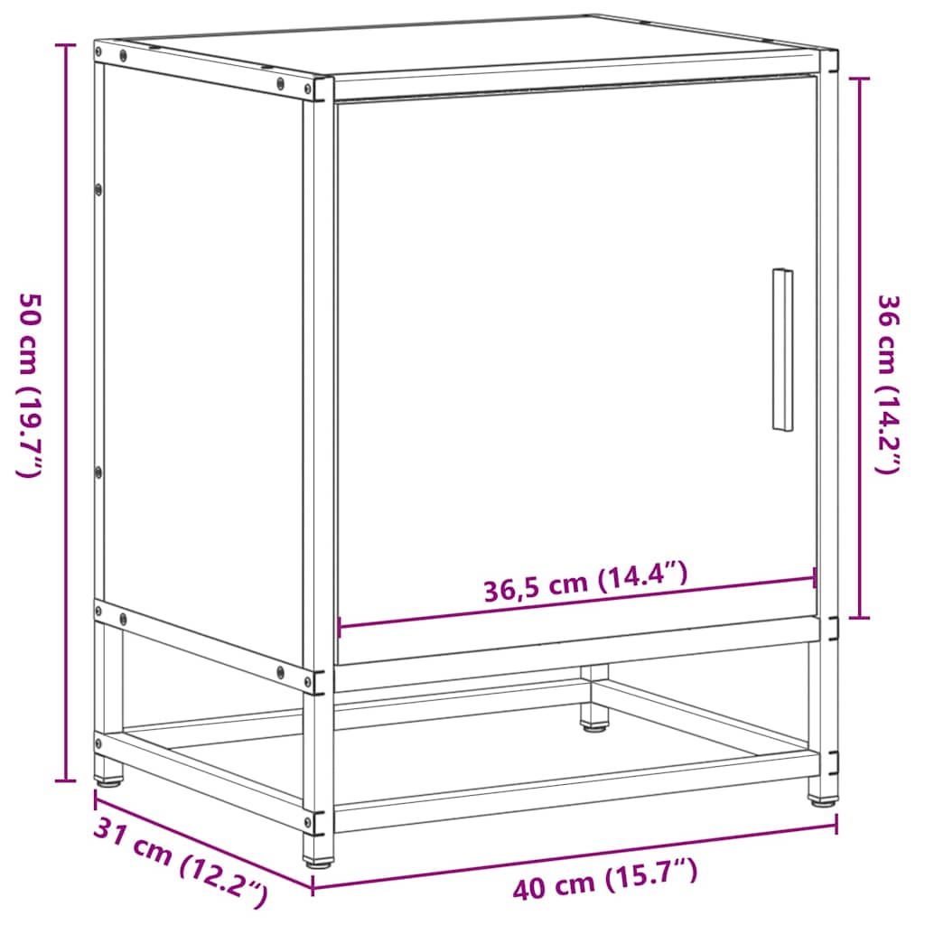 vidaXL Nachttisch Schwarz 40x31x50 cm Holzwerkstoff und Metall
