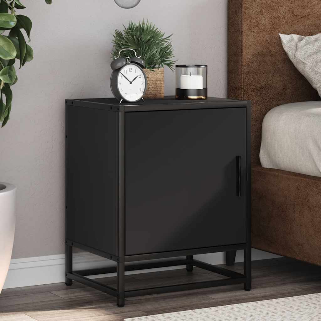 vidaXL Nachttisch Schwarz 40x31x50 cm Holzwerkstoff und Metall