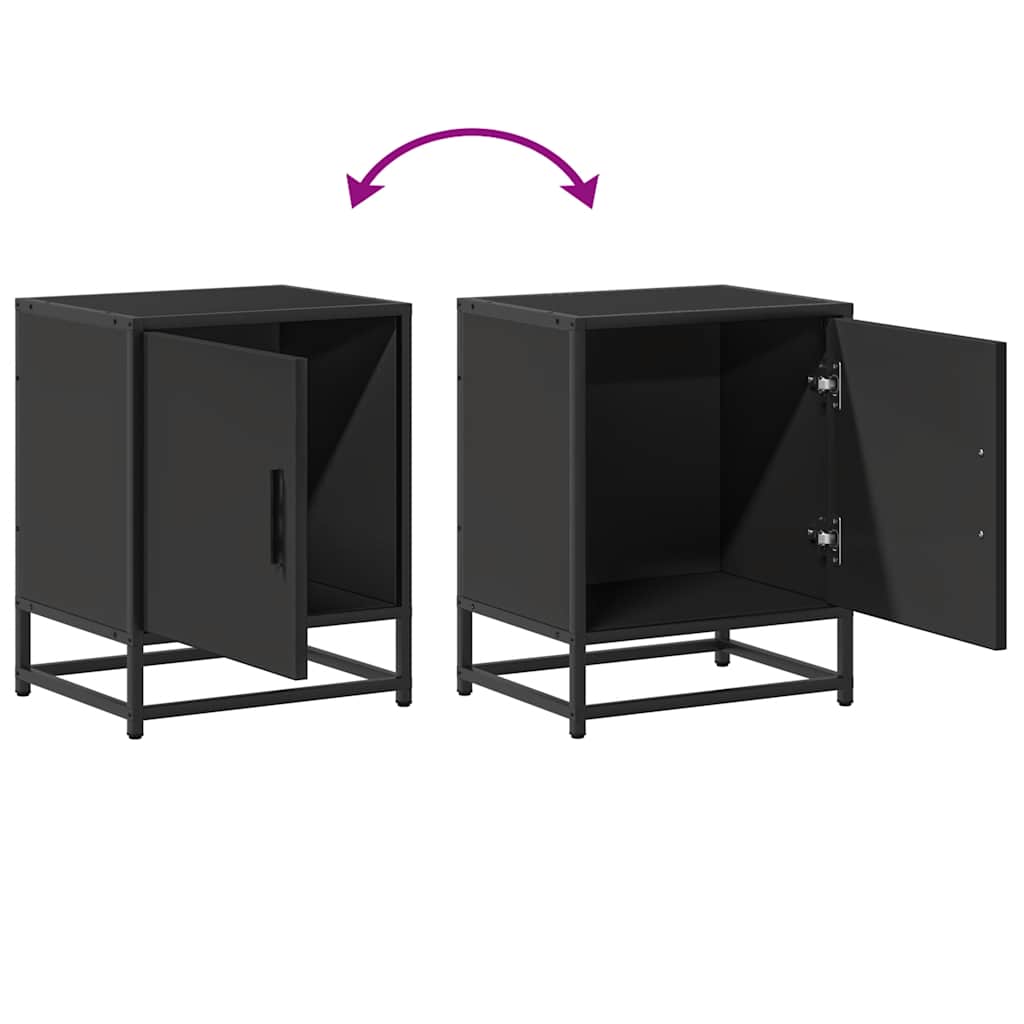 vidaXL Nachttische 2 Stk. Schwarz 40x31x50 cm Holzwerkstoff und Metall