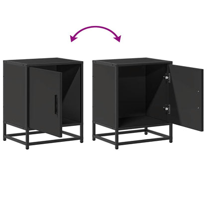 vidaXL Nachttische 2 Stk. Schwarz 40x31x50 cm Holzwerkstoff und Metall