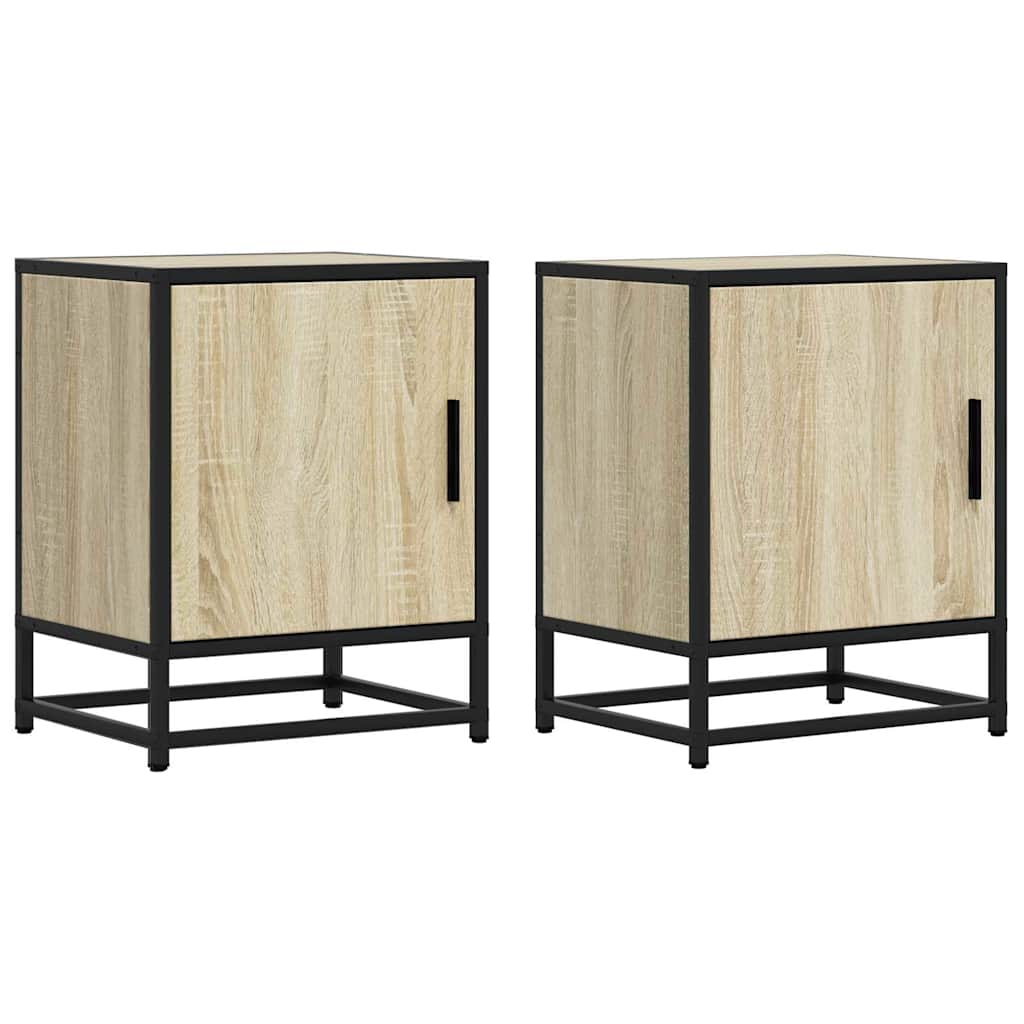 vidaXL Nachttische 2 Stk. Sonoma-Eiche 40x31x50cm Holzwerkstoff Metall