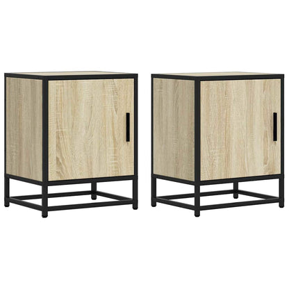 vidaXL Nachttische 2 Stk. Sonoma-Eiche 40x31x50cm Holzwerkstoff Metall