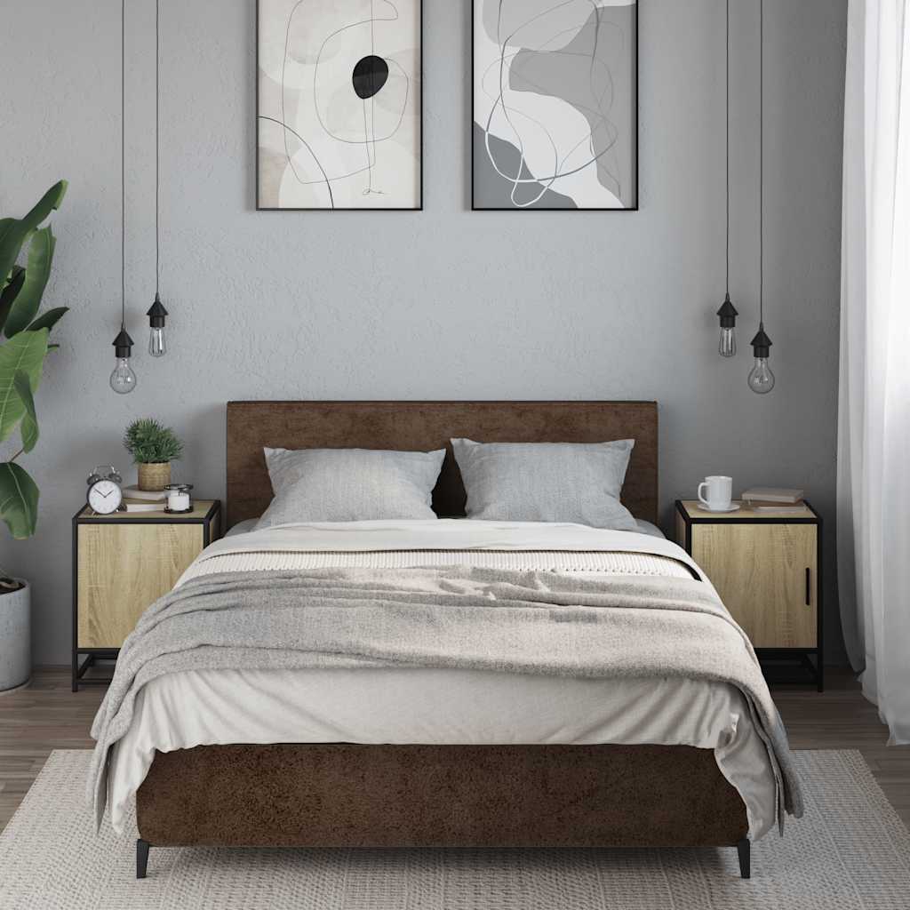 vidaXL Nachttische 2 Stk. Sonoma-Eiche 40x31x50cm Holzwerkstoff Metall