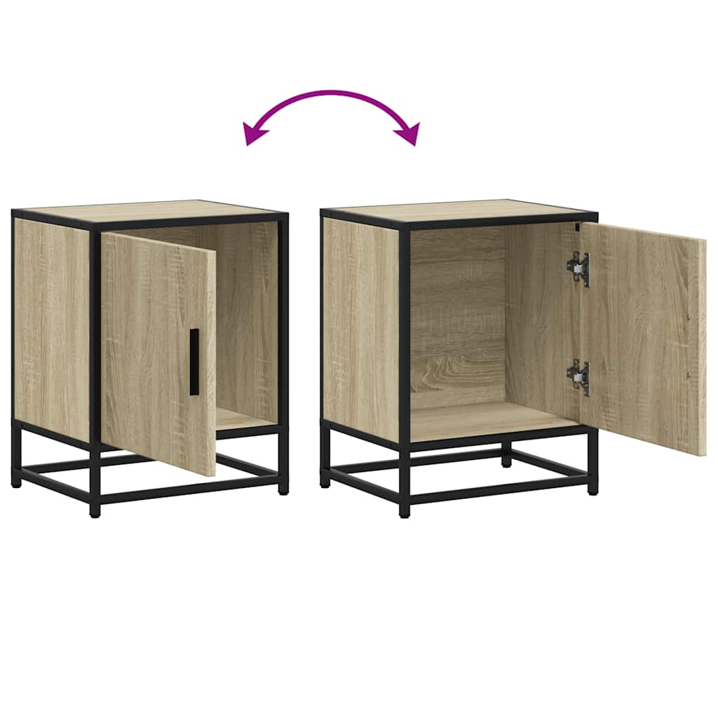 vidaXL Nachttische 2 Stk. Sonoma-Eiche 40x31x50cm Holzwerkstoff Metall
