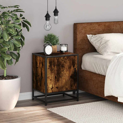 vidaXL Nachttisch Räuchereiche 40x31x50 cm Holzwerkstoff und Metall
