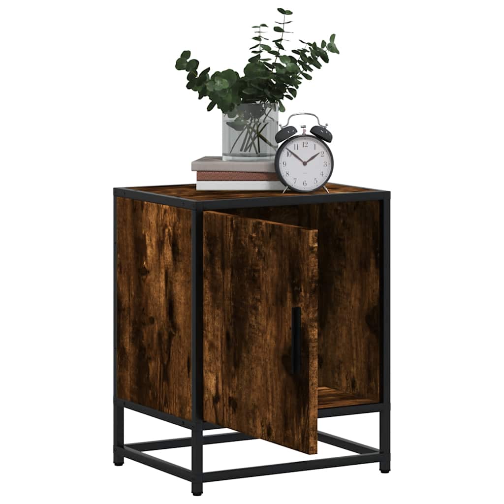 vidaXL Nachttisch Räuchereiche 40x31x50 cm Holzwerkstoff und Metall